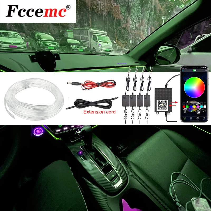 

Автомобильные гибкие лампы без нитки, светильник освещение для автомобиля, окружающее украшение интерьера, App управление звуком, беспровод...