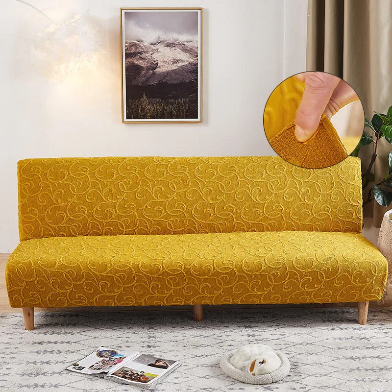 Жаккардовые Чехлы для дивана без подлокотника однотонные складные эластичные