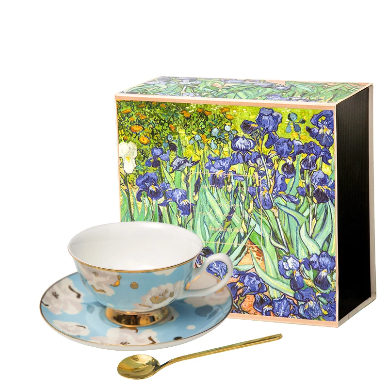 6 colors design royal style fine bone china coffee cup and saucer &amp party use ceramic sets with gift box | Дом и сад