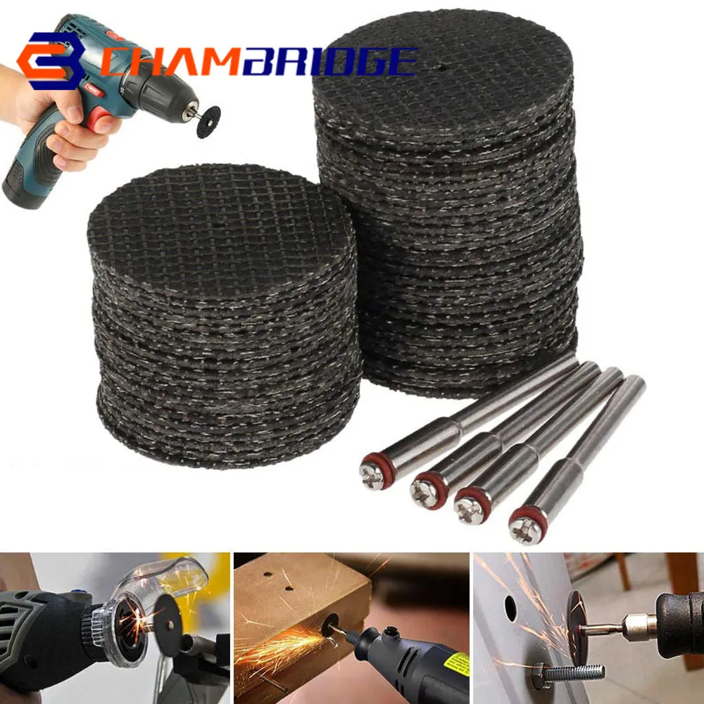 

60Pcs Resin Fiber Cutting Disc 32mm Cut Off Wheels Abrasive Cutting Tool Disc with 4 Mandrels For Dremel Grinder Rotary Tools
