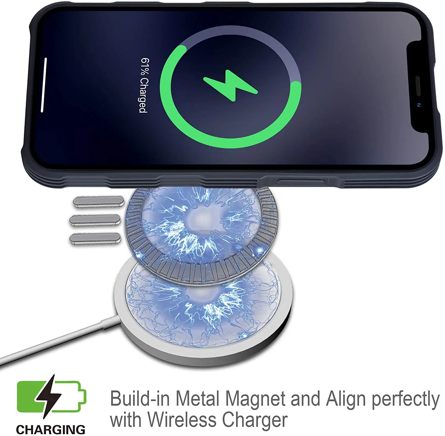 

Migeec PU Leather Cases Compatible Charging Reinforced Shockproof Slim Hybrid Case for iPhone 12 Pro Max-Blue