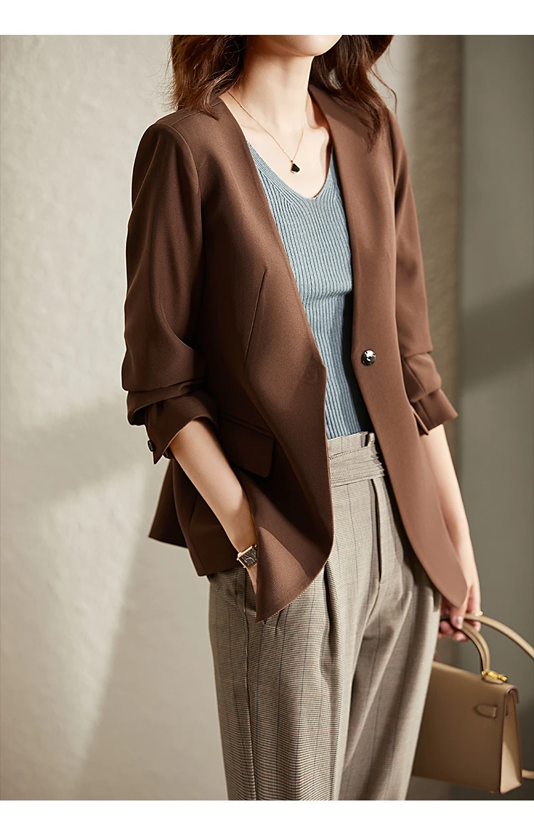 

Women's Minimalist Jacket 2021 Fall New Office Lady Capable Business Double-breasted Blazer Women Fashion Jacket