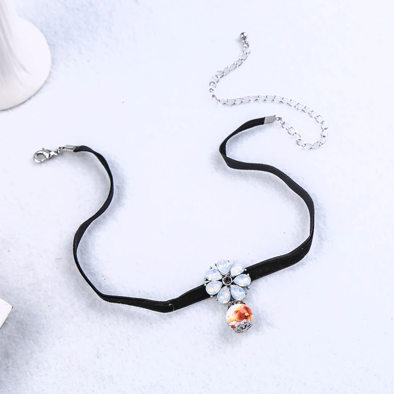 Изысканный двухцветный Кристалл Цветочный узор керамический шар кулон колье