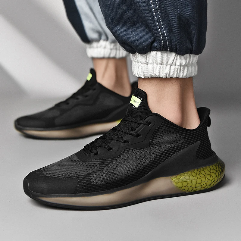 

Cushioning Running Shoes Breathable Non-slip Sport Shoes Mens Light Lace-up Profession Ourdoor Walking Sneakers Big Size 39-46