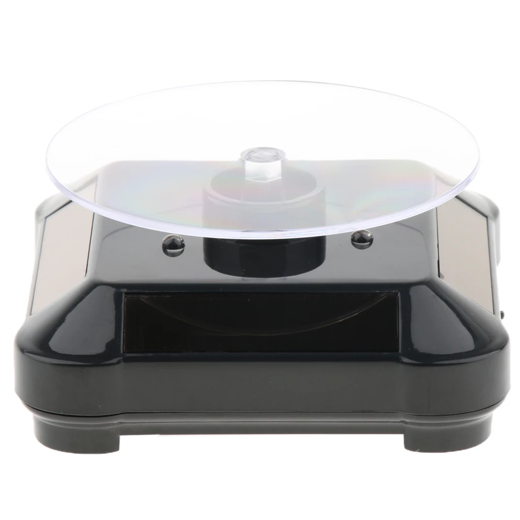 Solar Powered / Battery Rotating Display Stand Turntable with LED Light for Jewelry Watch 360 Degree Rotating Display Stand