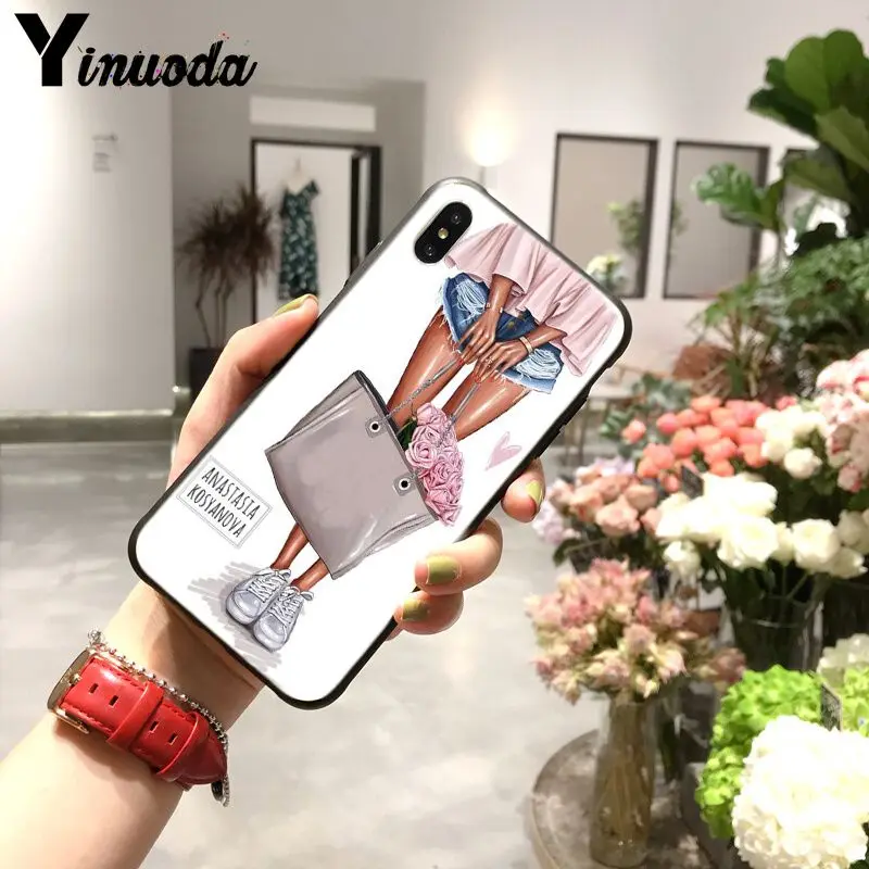 Yinuoda VOGUE Рождественский Женский кофейный мягкий чехол для телефона iPhone 6S 6plus 7plus 8