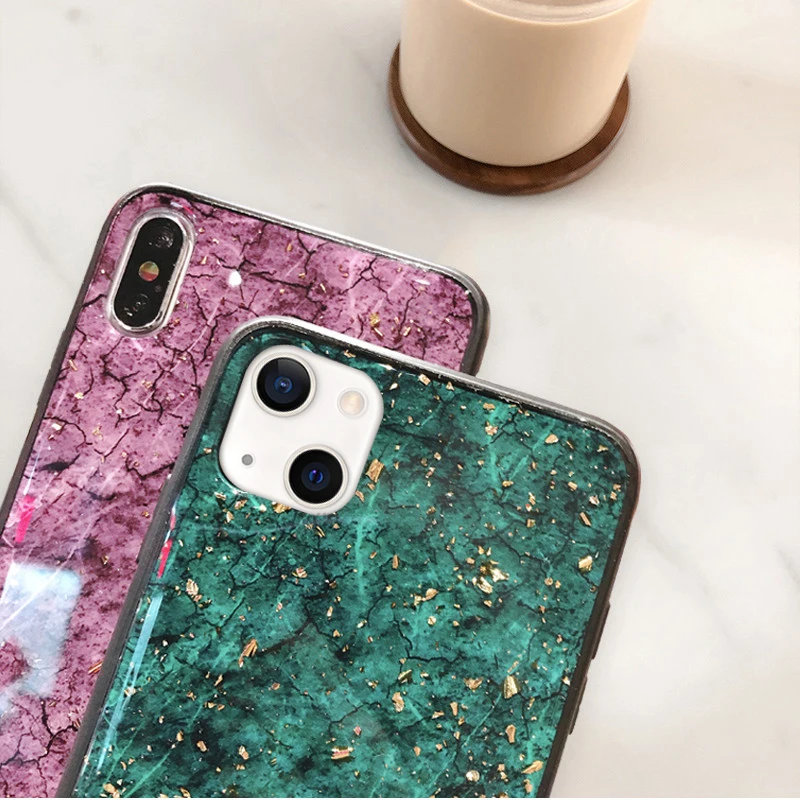 Модный чехол из золотой фольги с блестками для телефона iPhone 13 12 mini 11 Pro MAX XR X XS Max 7 8
