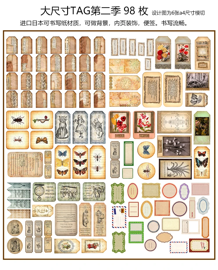 

98Pcs Vintage Big Plants Tag Label Sticker DIY Craft Scrapbooking Album Junk Journal Planner Decorative Stickers