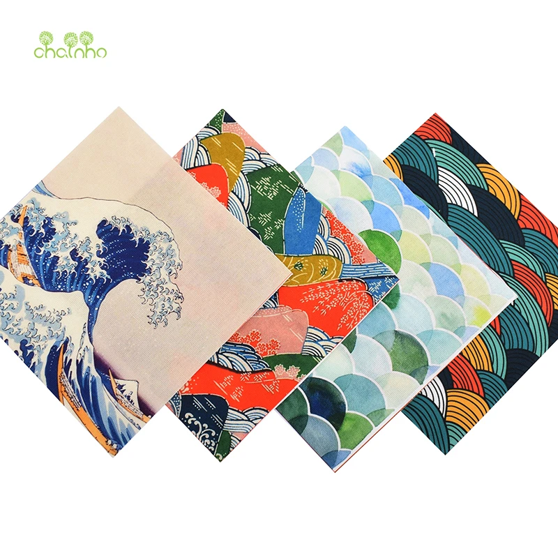 

Chainho,Hand Dyed Fabric,Japanese Style,For DIY Sewing Quilting,Bag,Book Cover,Home Decoration Material,15x15cm,4 Pieces