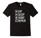 Забавная Мужская футболка с надписью Eat Sleep Scout, с коротким рукавом, модная одежда, футболка для мальчика, 100%