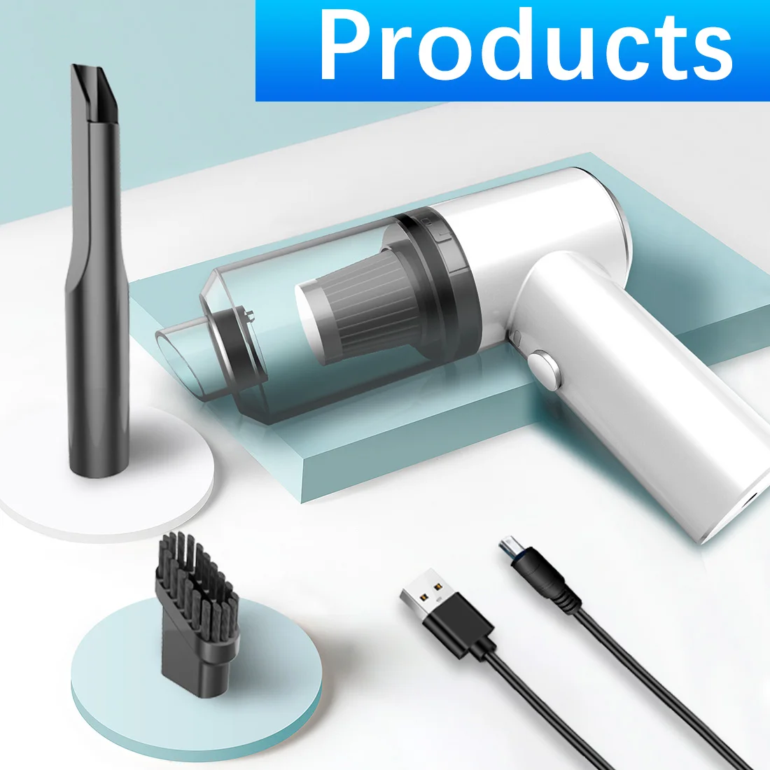 

Mini Car Vacuum Cleaner Powerful Wireless Wet Dry Dual Use Handheld 4500pa Auto Vacuum Cleaner for Car Interior & Home Cleaning