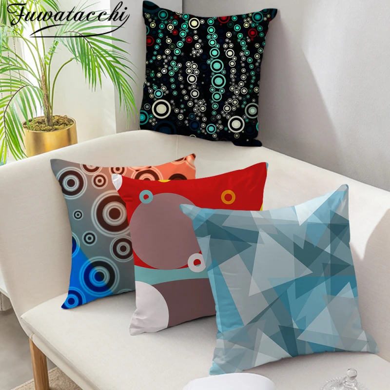 

Fuwatacchi Abstract Painting Cushion Cover Colorful Geometry Patch Pillowcase for Home Sofa Car Decor Throw Pillow Cover 45X45cm