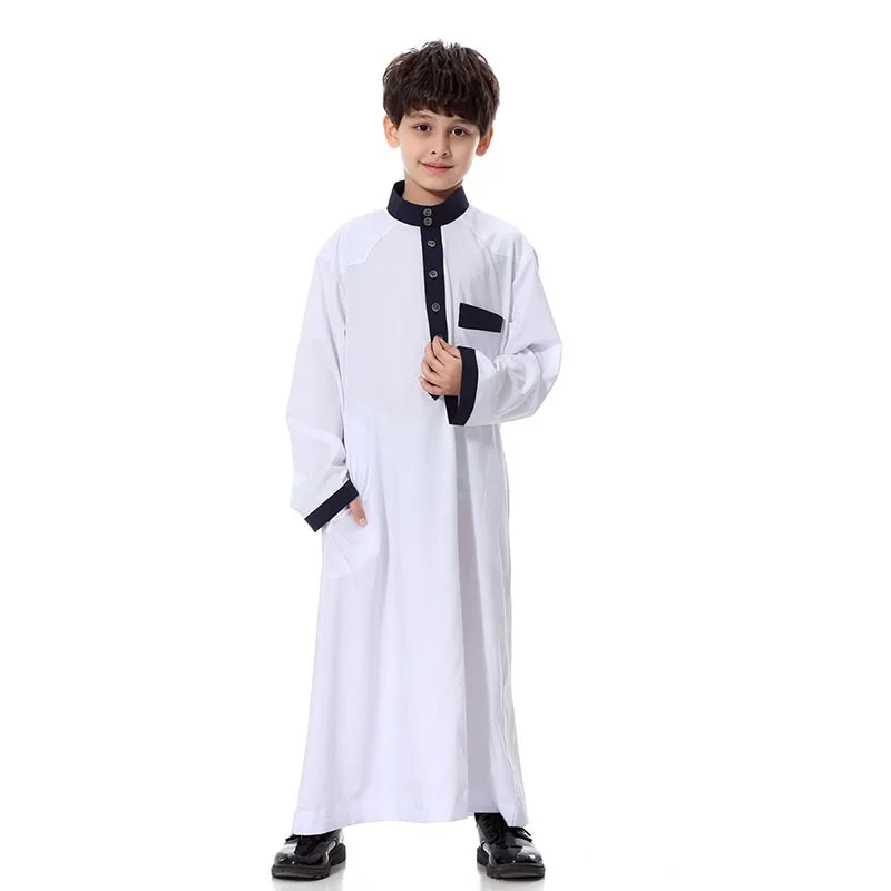 Kurta Islamic Arab Clothing Children Abaya Thobe Loose Kaftan Arab Kids Long Kaftan Islamic Children round collar Robe clothes