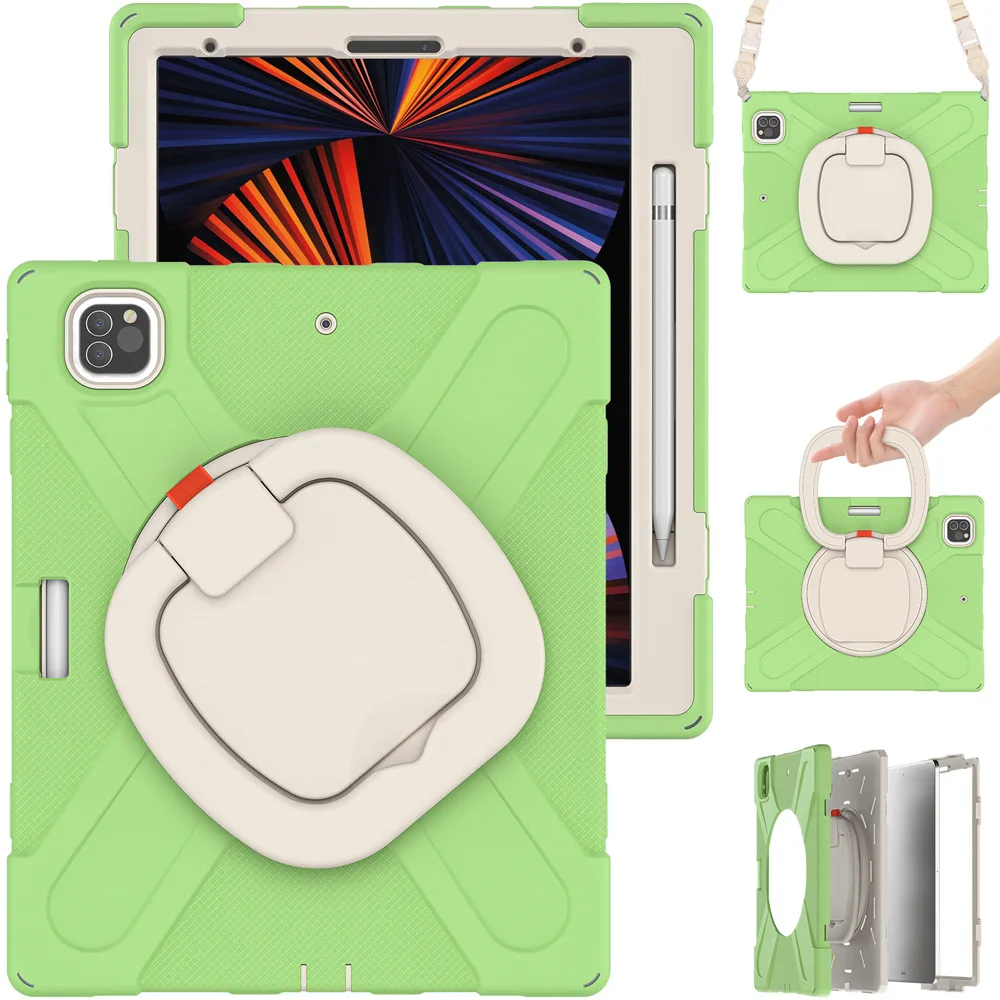 

Для iPad Pro 11, Pro 12,9 2021, iPad mini6, iPad 10,2 вращающийся кронштейн плоский защитный чехол ремешок противоударный чехол