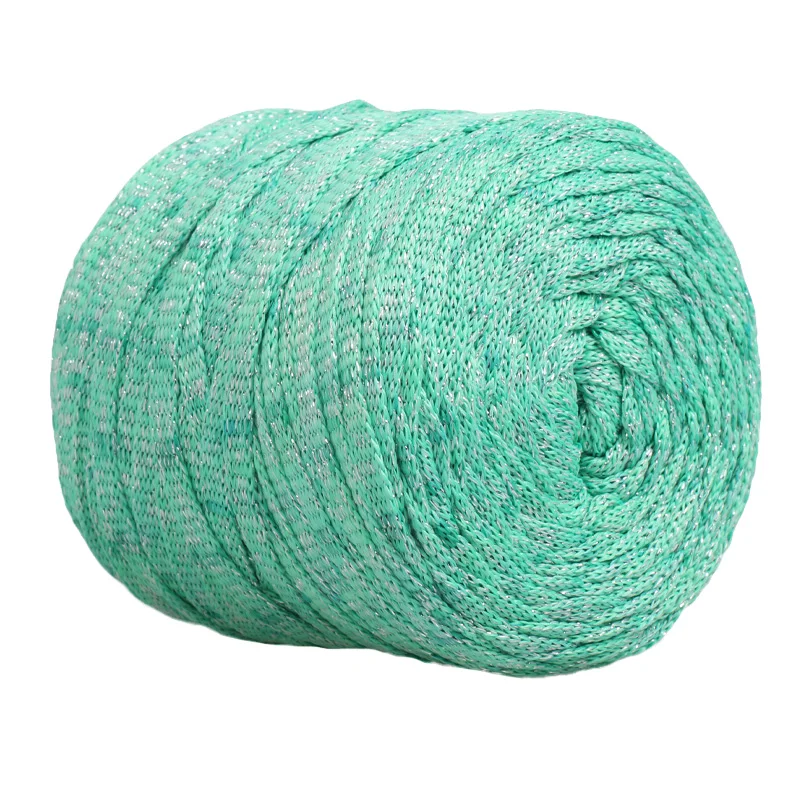

Hand Woven With 100% Polyester Flash Dflat Belt Thread For Making Handbag Doll DIY Yarn Storage Basket Cushion 200g / Ball