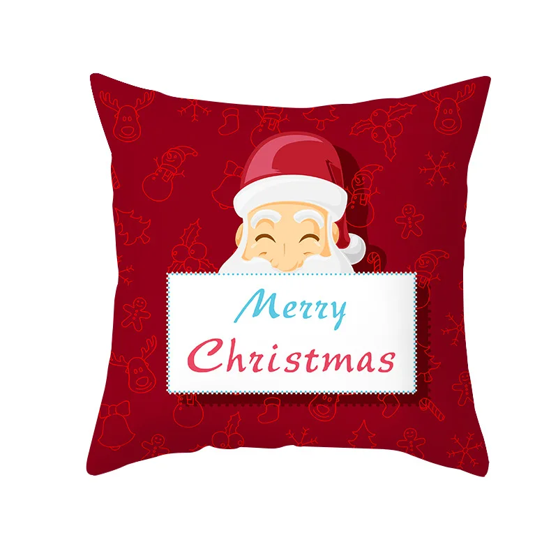 

Red Christmas Cushion Cover 45*45 Red Santa Claus Merry Christmas Printed Polyester Decor Pillow Sofa Home Decoration Pillowcase