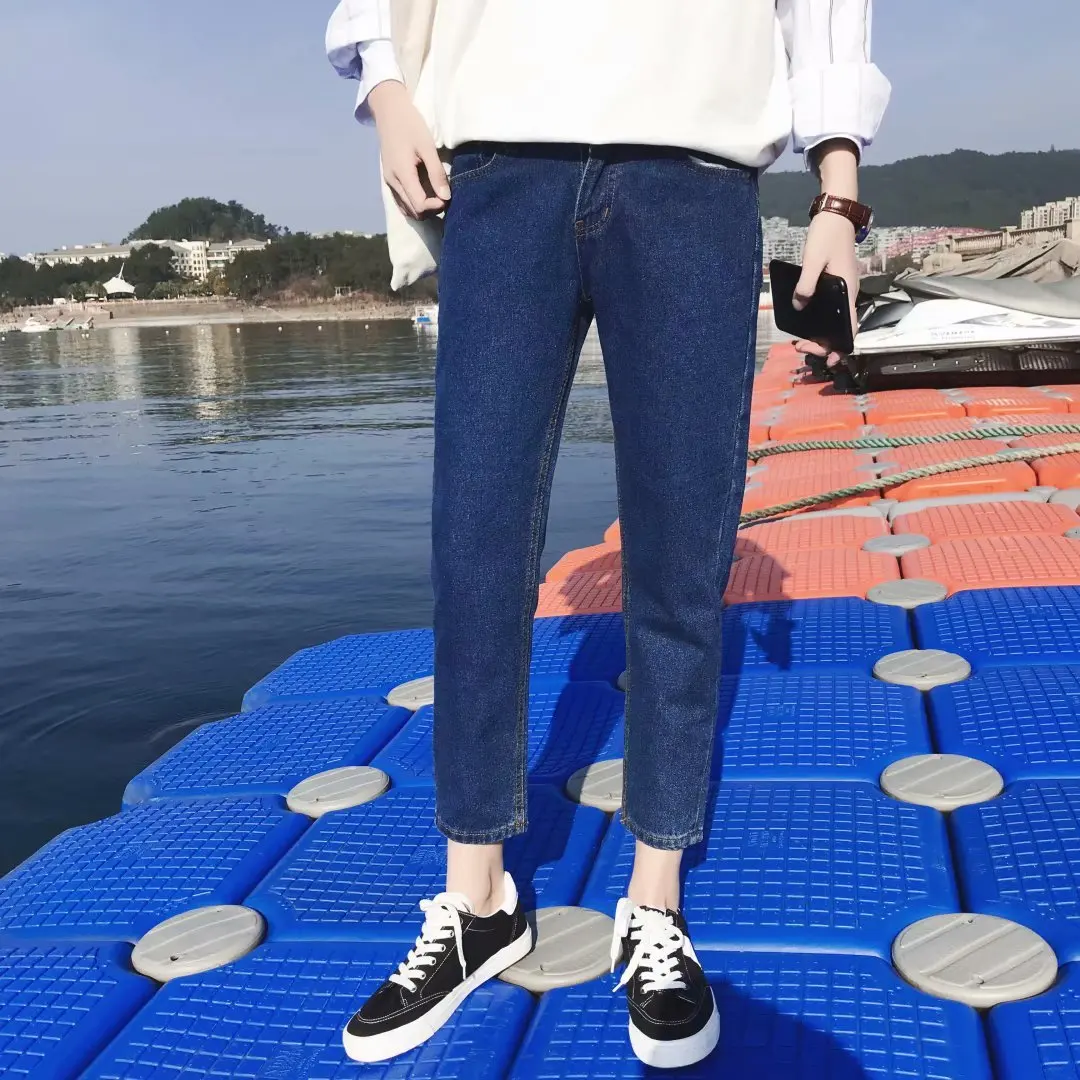 

Fashion Jeans Men Male Loose Ins Pants Trend Solid Color Directly Canister Cowboy Trousers Designer Denim Skinny Jeans