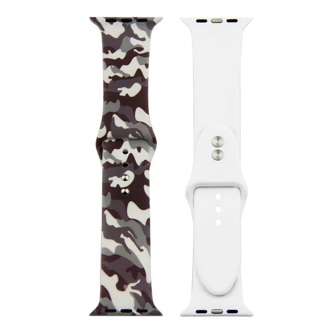 8 Ремешок с принтом для Apple watch 4 5 band 44 мм 40 мм iWatch 42 мм 38 мм силиконовый спортивный браслет ремешок Apple watch 4 3 2 1 Series 38 - Цвет ремешка: 8
