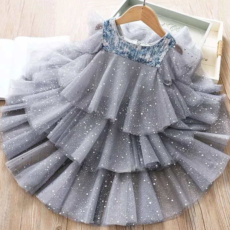 Платье-пачка детское летнее с кружевами и блестками |