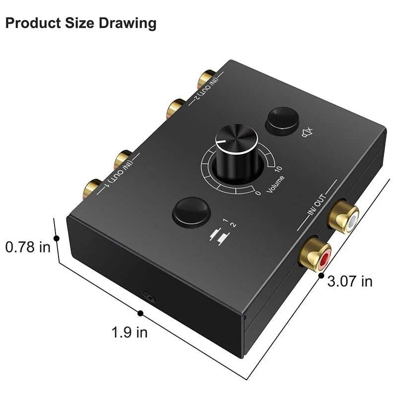 R/L Stereo Audio Bi-Directional Switcher 2 Input 1 Output Switch Splitter 2X1/1X2 With Mute Button | Игрушки и хобби