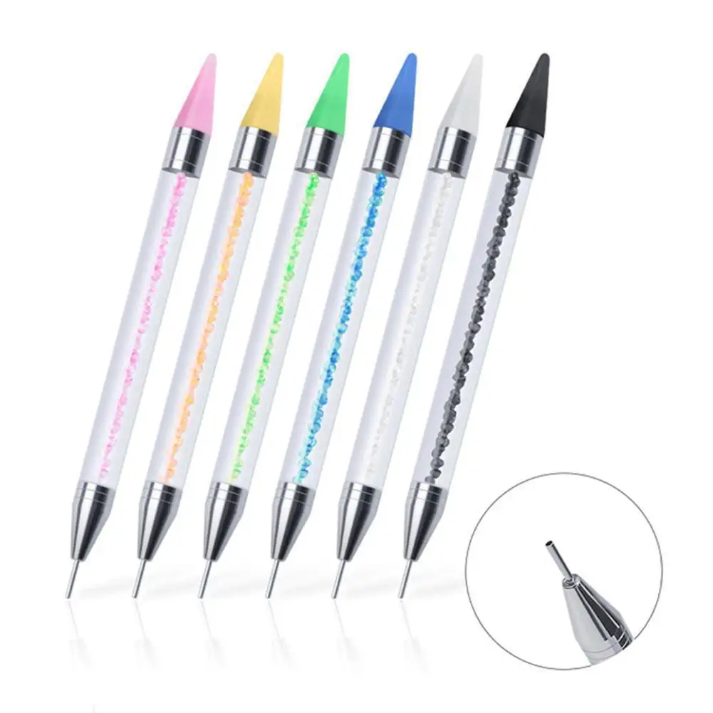 

1PC Dual Heads Acrylic Metal Dotting Wax Pen Rhinestones Gem Picker Crystal Picking Nail Art Studs Dotter DIY Point Drill Tools