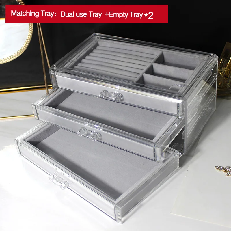 Dustproof Three-Layer Jewelry Storage Display Box Ring Earring Necklace Case Women Pendants Watch Display Stand Box YSUMI - Цвет: No. 5 style
