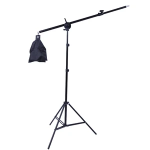 sh photo studio 2m 2 in 1 light stand with 1 4m boom arm and empty sandbag for supporting softbox lighting photography tripod free global shipping