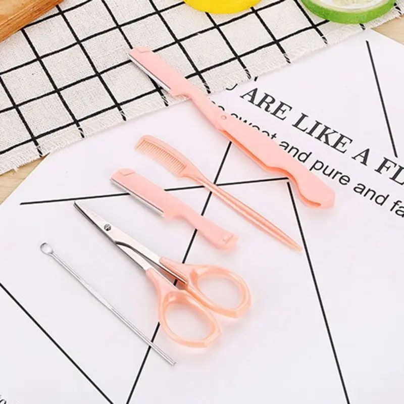 5 шт./компл. Профессиональный складной Бритва для бровей Набор щетка шерсти