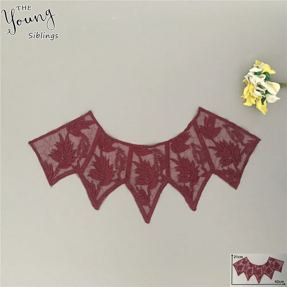 Высокое качество тюль кружева ткань вышивка аппликация кружевной воротник по