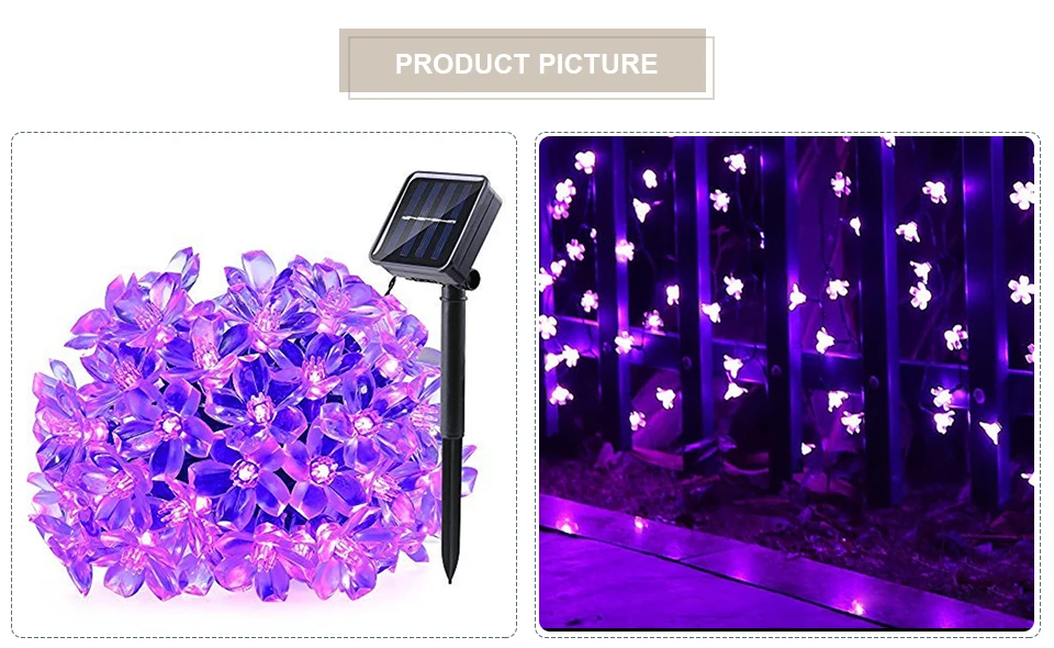 Рождественские украшения 7 метров 50 Led Rgb Ip65 Солнечный садовый струнный светильник цветок вишни Рождественский светильник s наружный декоративный