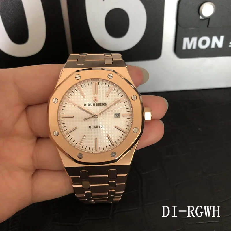 Мужской ремешок для часов didun часы лучший бренд класса люкс кварцевые Rosegold