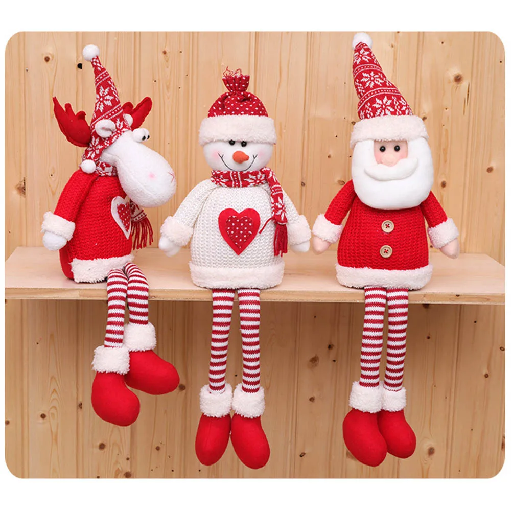 1 шт. длинные ножки Санта Клаус Снеговик Лось Рождество Сидящая кукла украшение