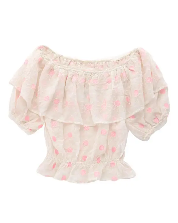 Рубашка с вышивкой вырезом лодочкой и рукавом до локтя | Женская одежда