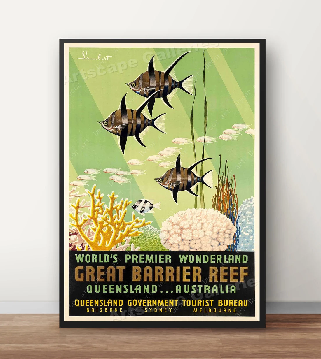 Австралия Квинсленд Большой Барьерный риф ВИНТАЖНЫЙ ПЛАКАТ холст картина плакат