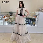 LORIE 2022 белое черное ТРАПЕЦИЕВИДНОЕ вечернее платье в горошек с высоким воротником кружевные халаты без рукавов для вечеринки халаты для коктейвечерние платье для выпускного вечера