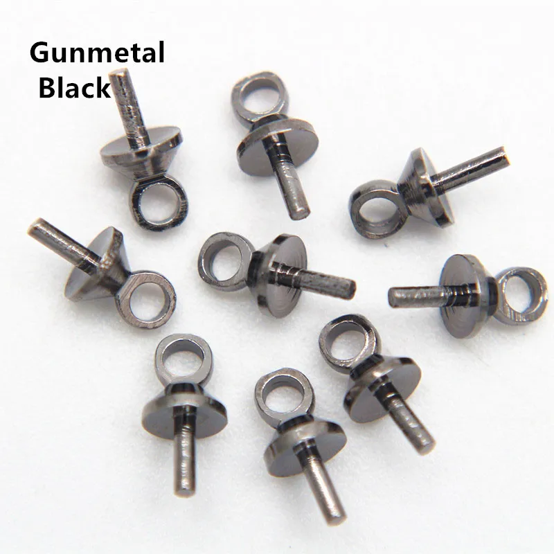 Gunmetal Black 100 шт 3 мм 4 мм латунный глаз булавка жемчужная Подвеска Шарм Разъем под ключ для изготовления ювелирных изделий Diy - Цвет: Gunmetal Black