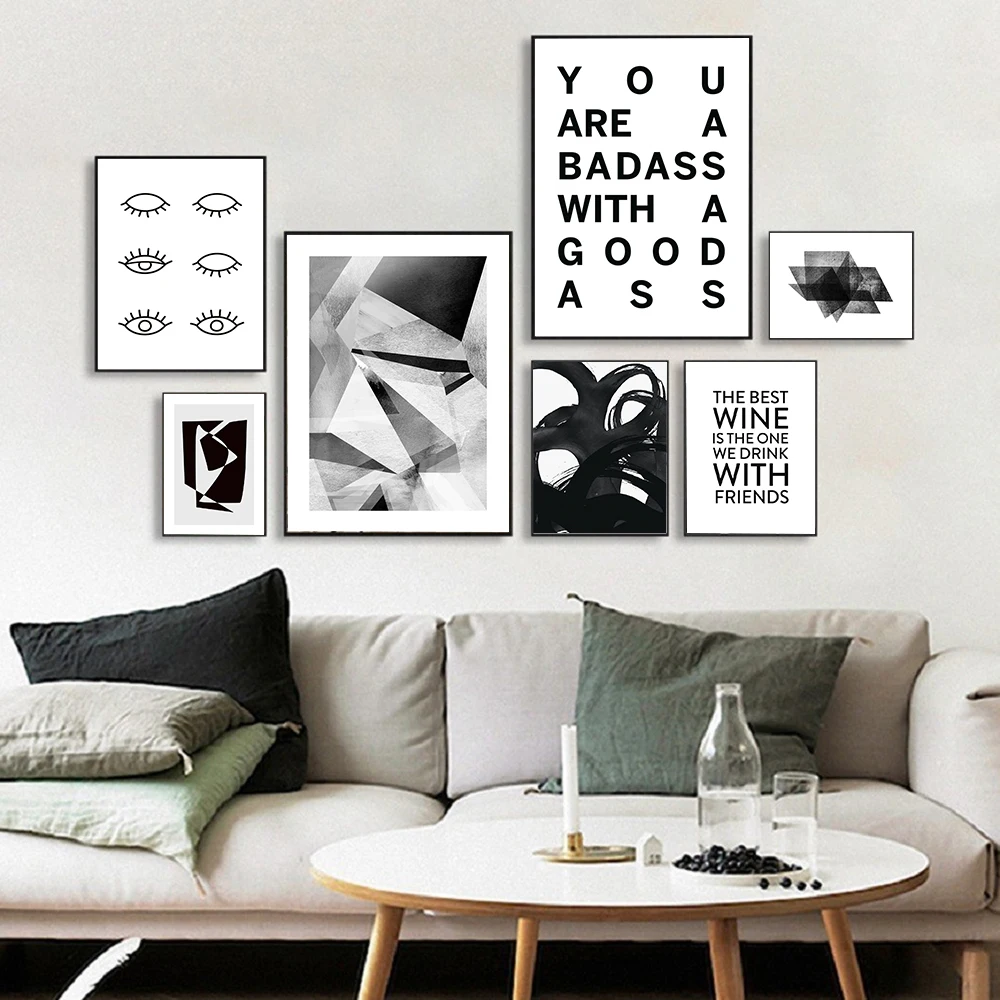 

Unique Abstract Line Letter Art Picture Home Decor Nordic Canvas Painting Wall Art Figure Eyes Poster and Prints For Living Room