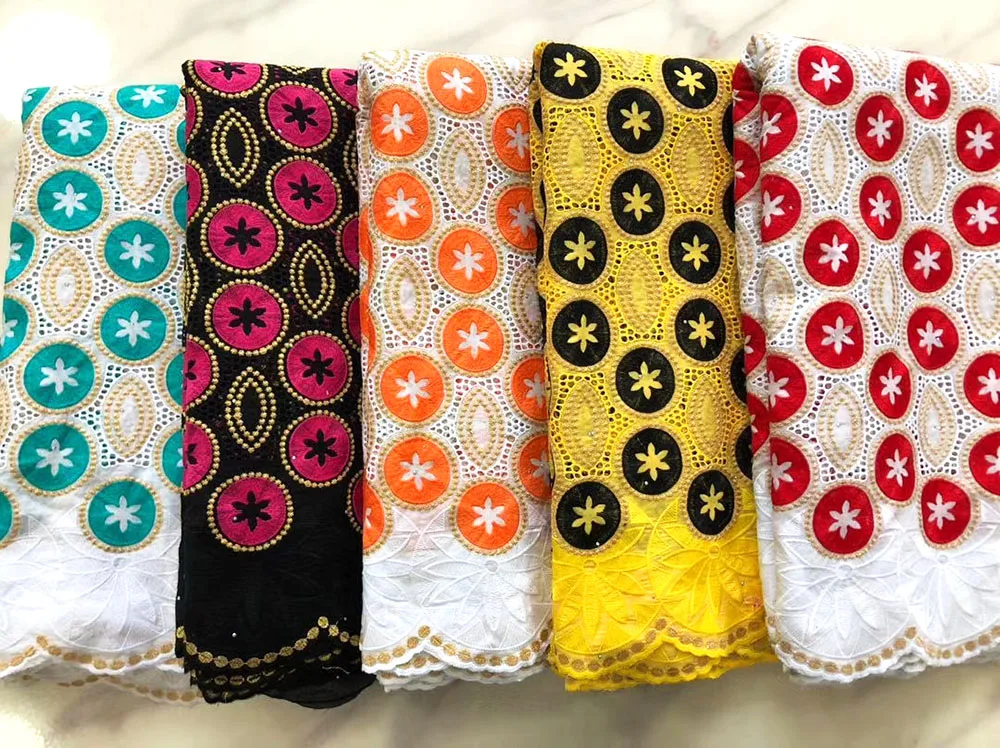 

African 100% Cotton Lace Fabric Latest Swiss Voile Lace In Switzerland With Stones For Men Women Dress Party