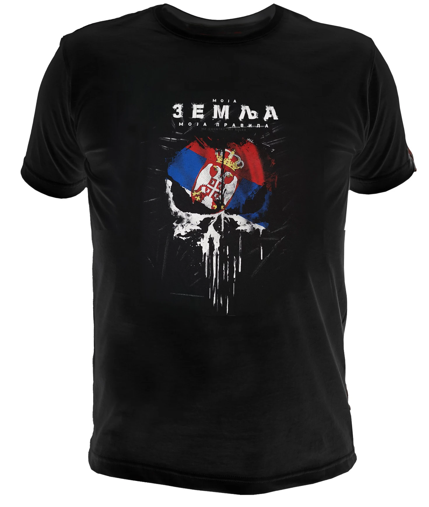 

Creative Design Serbia Flag Skull Printed T-Shirt. Summer Cotton O-Neck Short Sleeve Mens T Shirt New S-3XL