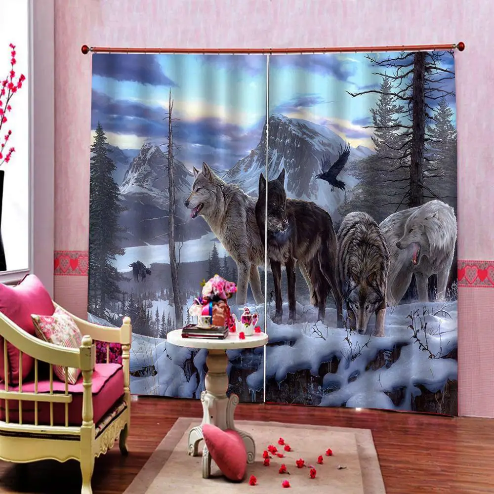 Snow curtains winter scenery curtain 3D Curtain Luxury Blackout Window Living Room blackout | Дом и сад