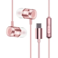 for samsung xiaomi leeco usb type c earphones for pc mobile type c in ear earphone with microphone metal wired earphones