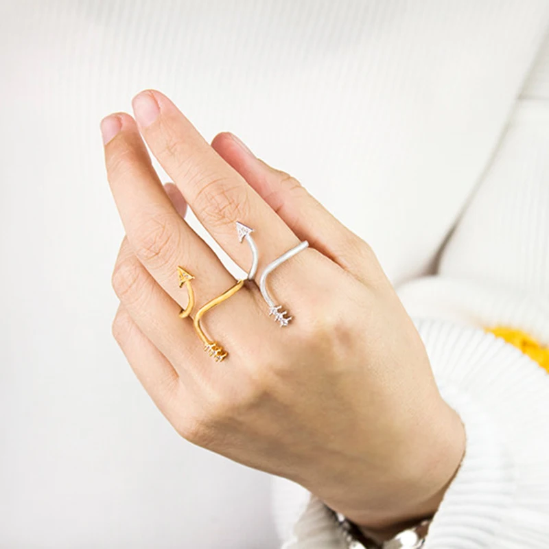 

Zirconia Arrow Rings For Women Boho Jewelry Bague Femme Gold Color Adjustable Ring Wedding Delicate Jewelry Bridesmaid Gifts