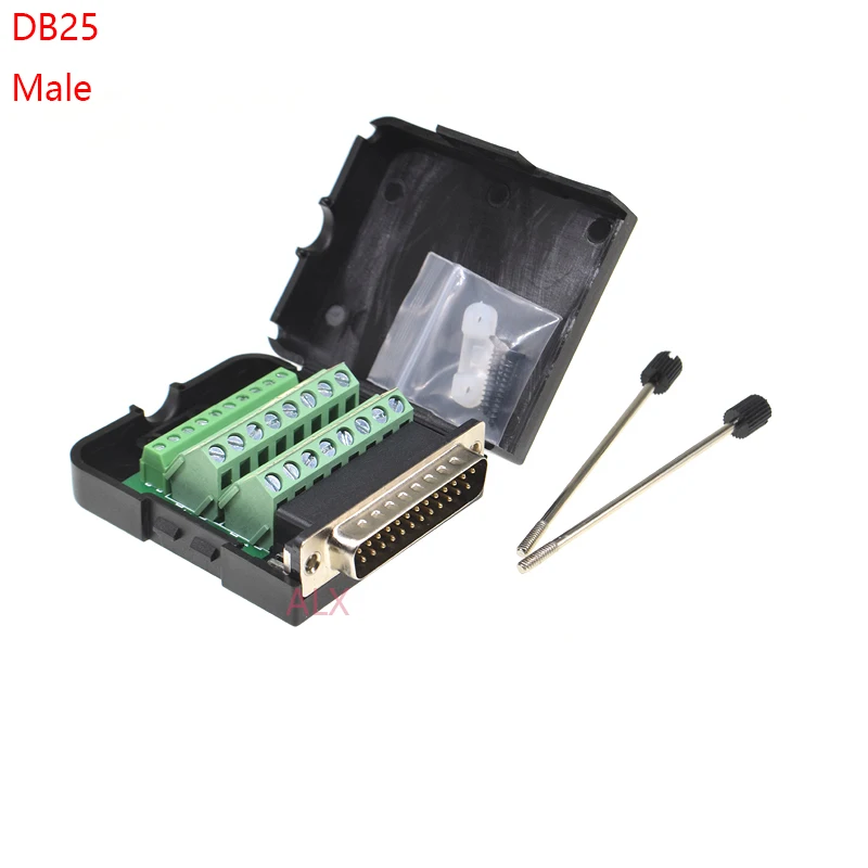 1 шт. DB25 25PIN 2 рядный Штекерный соединитель клеммный адаптер с черным корпусом D SUB
