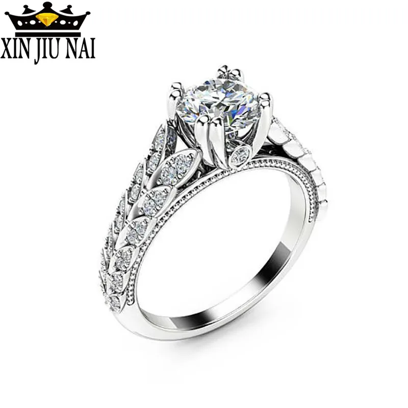 Сверкающие винтажные кольца для женщин листья кубический цирконий круглый