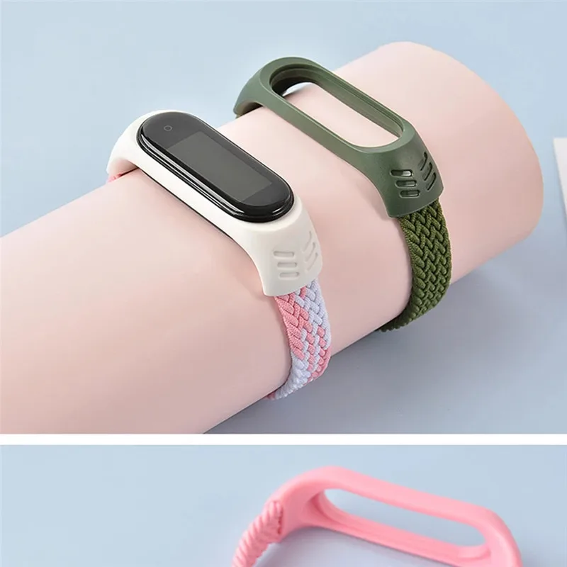 

Replaceable Elastic Braided Solo Loop Strap Nylon Bracelet For Xiaomi Mi Band 6 5 3 4 Nylon silicone Wristband For Miband 4 5 3