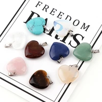10pcslot 2021 assorted crystal stone water drop shape peachheart natural stone charms pendants for jewelry making good quality