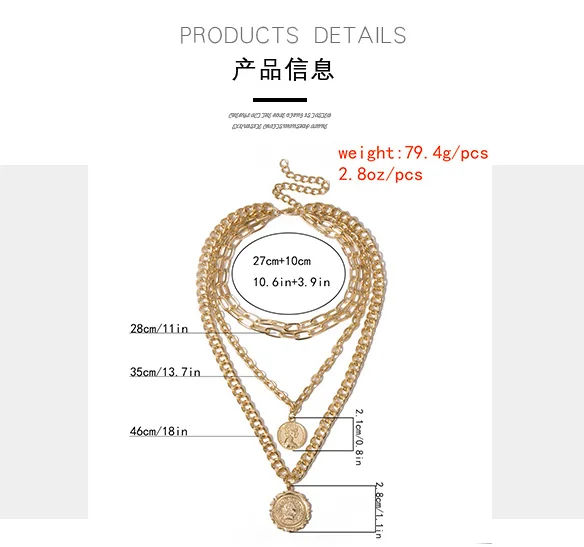 Винтаж Золотая монета с портретом ожерелья подвесками в богемном стиле Женские