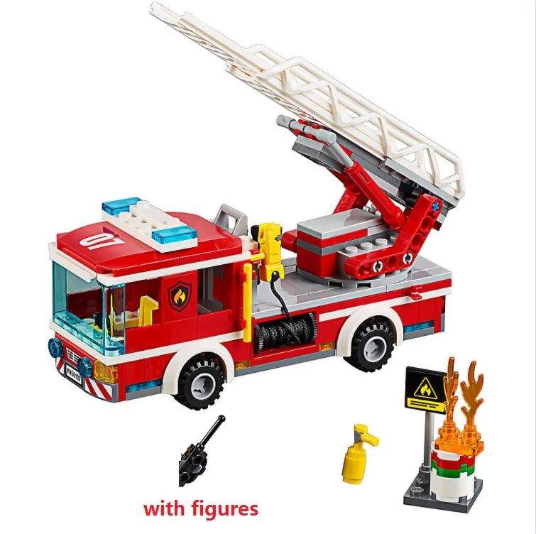 Escada de Fogo Blocos de Construção Brinquedos para Crianças Bela Caminhão Cidade Fogo Tijolos Modelo 239 Pçs Presentes Aniversário Natal 10828 60107