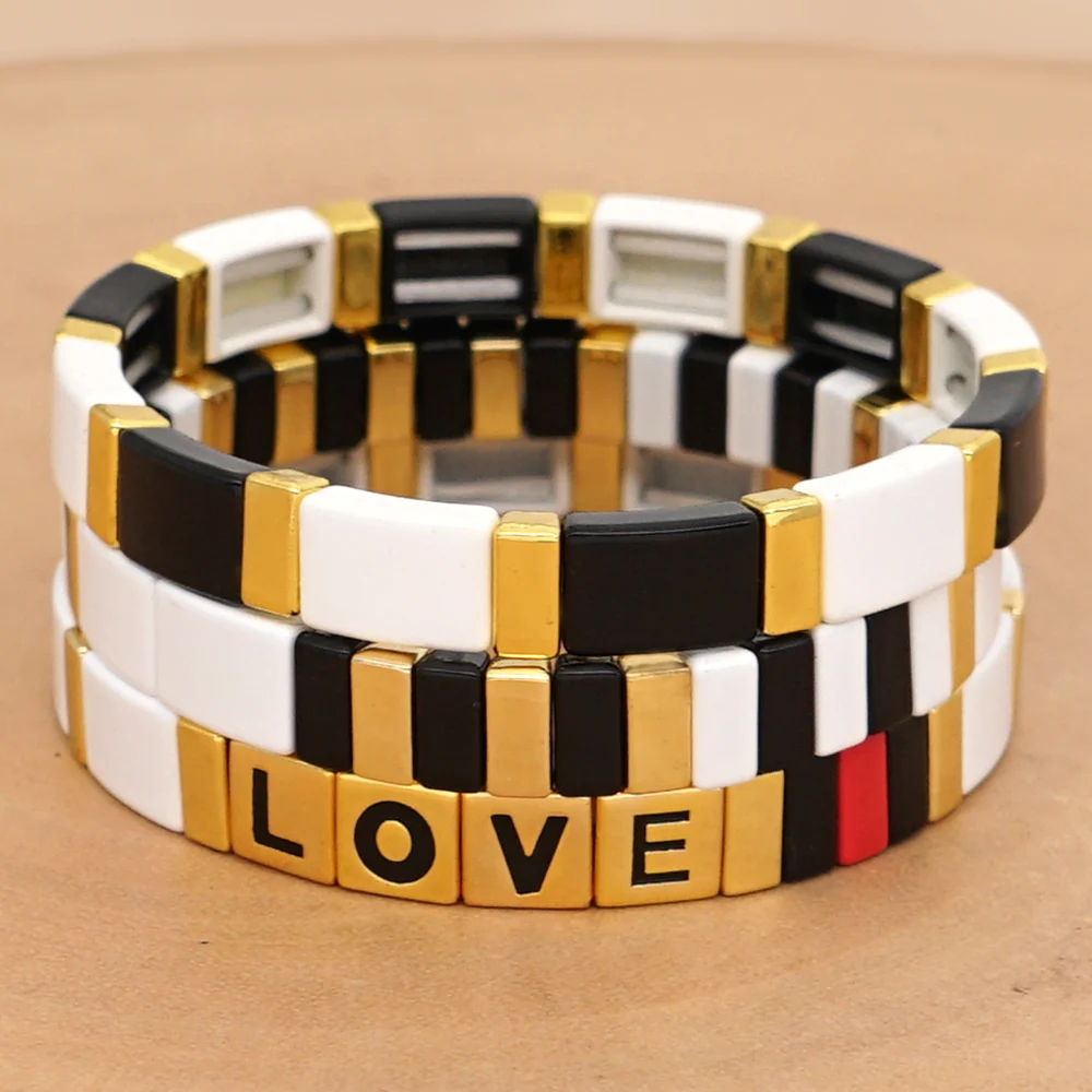 Браслеты shinus, мужские, эмаль, плитка, бусины, браслет, Pulseras Mujer Moda,, золотые ювелирные изделия, для женщин, модные, любовные буквы, браслеты, подарки