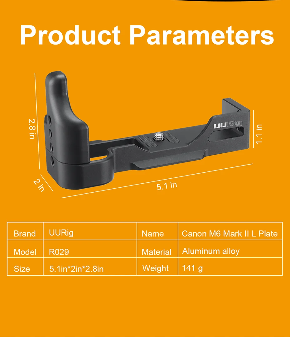 UURig Arca Quick Release L Пластина для Canon M6 Mark II с холодным башмаком 1/4 винт для микрофона